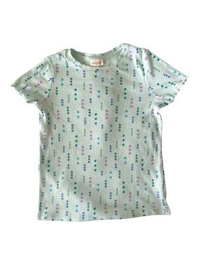 Cat & Jack Mint Ribbed Tee with Teal & Purple Heart Motif